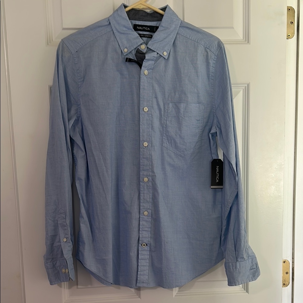 Nautica Blue Casual Button Down Shirt